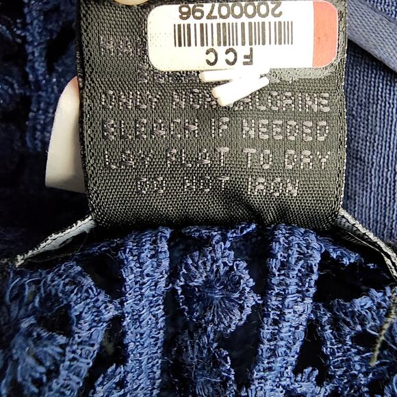 Steve Madden Cover Up Sheer Lace Inset Blue Kimono One Size Fringe Beach Swim - Picture 12 of 12